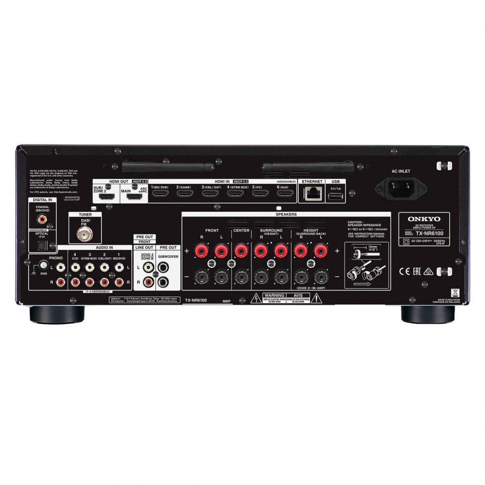 Onkyo TX-NR6100 hjemmekinoforsterker med THX Select & Dolby Atmos, svart