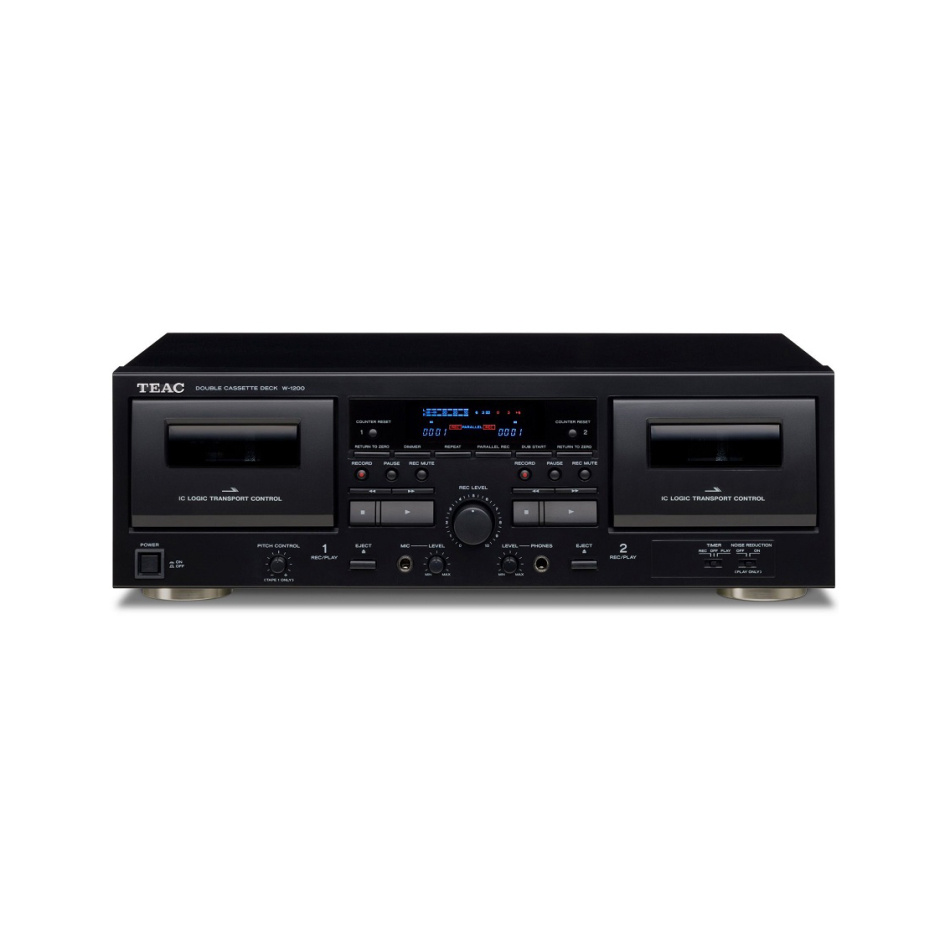 Teac W-1200 dobbelt kassettdekk med digitalisering, svart