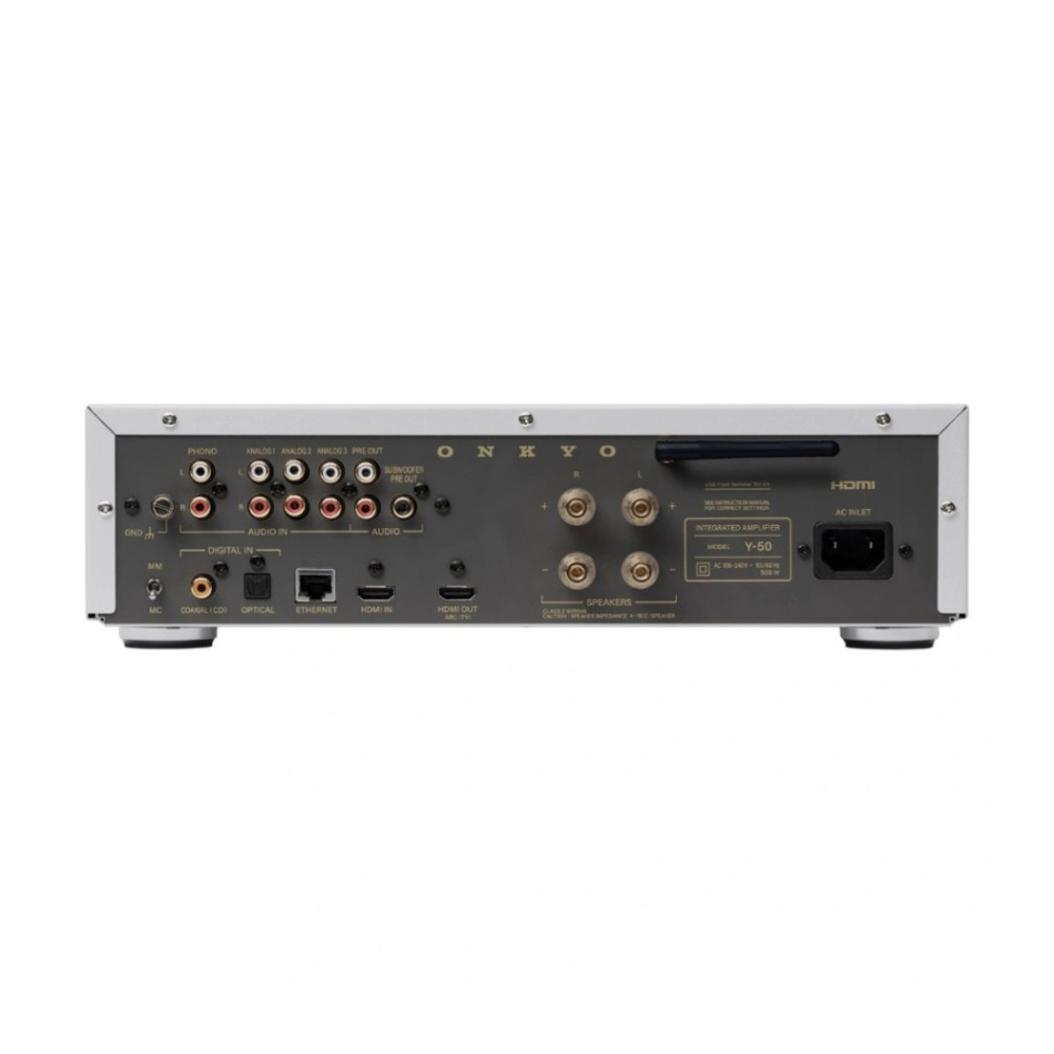 Onkyo Muse Y-50 streamingforsterker med HDMI & Phono, sølv