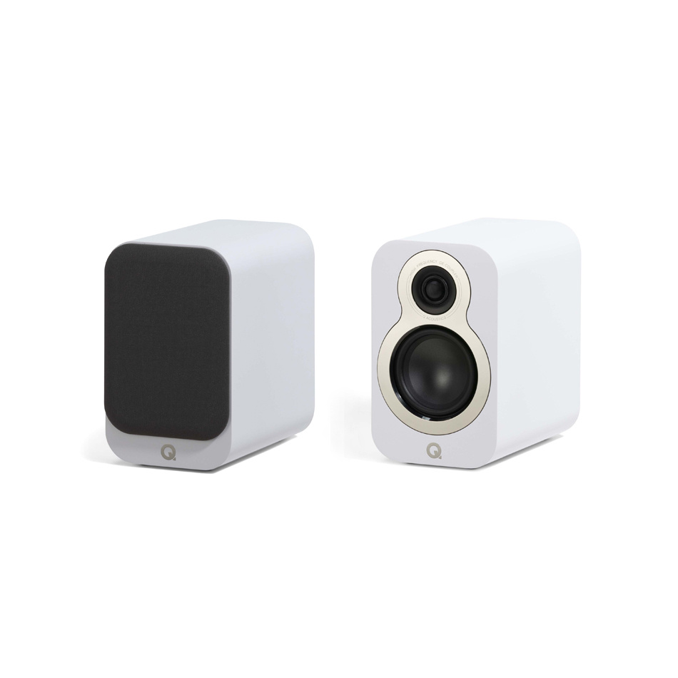 Q Acoustics 3010c stativhøyttalere, matt hvit par