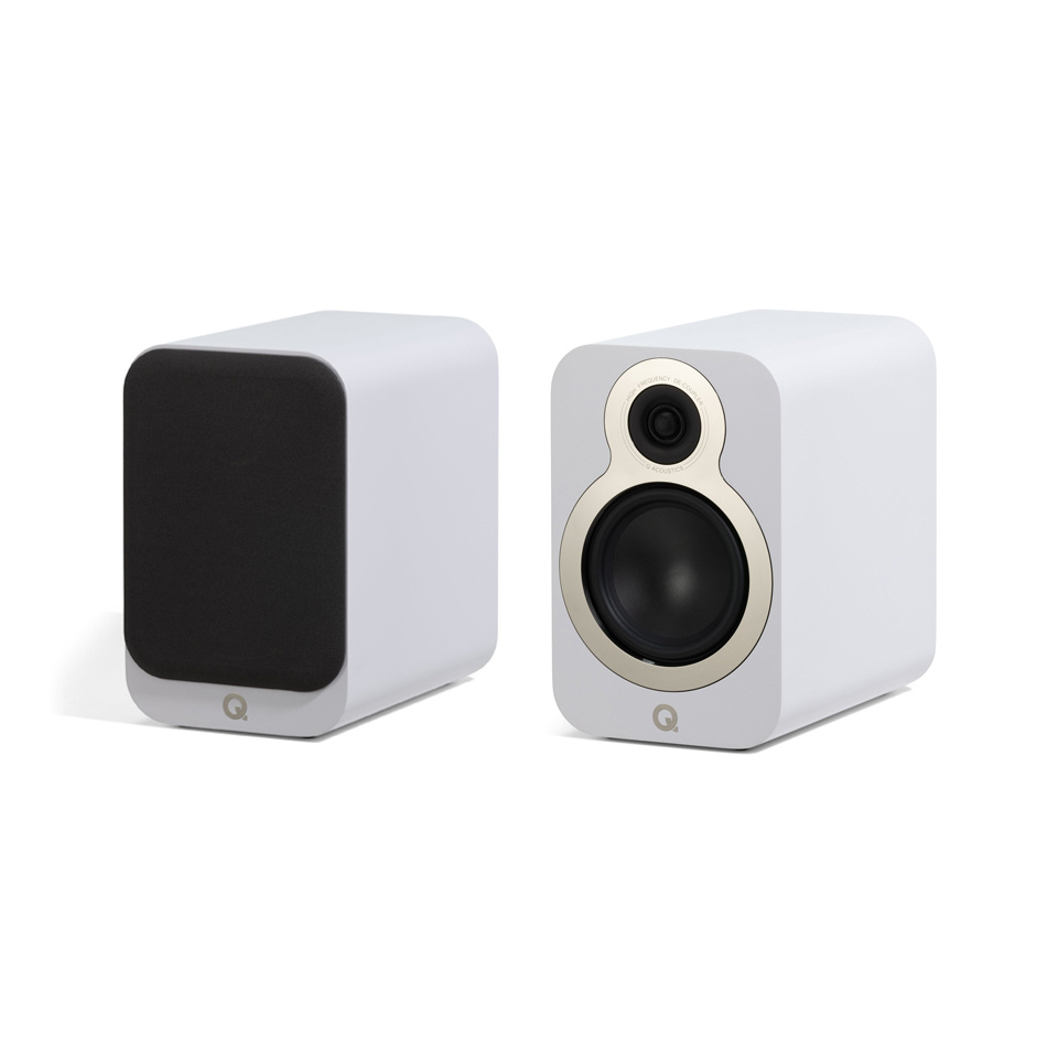 Q Acoustics 3020c stativhøyttalere, matt hvit par