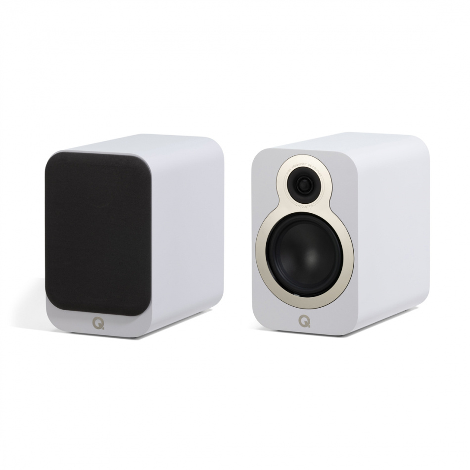Q Acoustics 3030c stativhøyttalere, matt hvit par