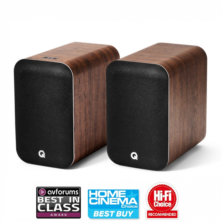 Q Acoustics M20 aktive stereohøyttalere med Bluetooth & DAC, valnøtt par