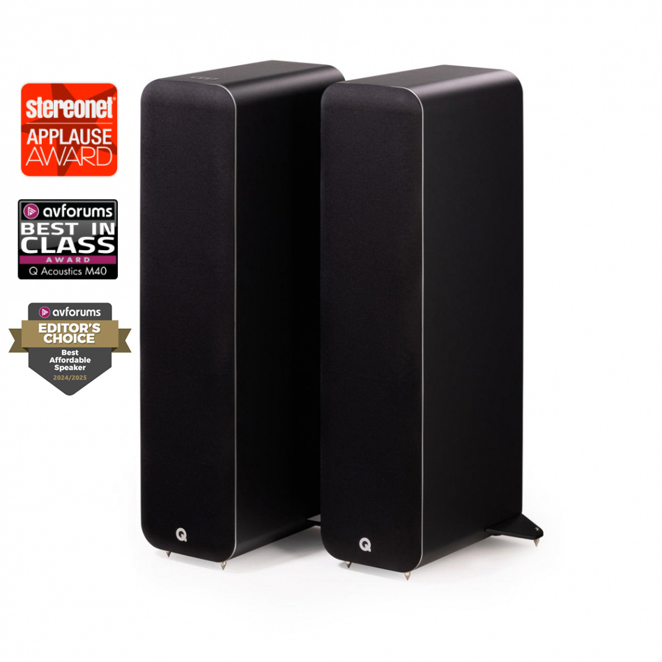 Q Acoustics M40 aktive stereohøyttalere med Bluetooth & DAC, svart par