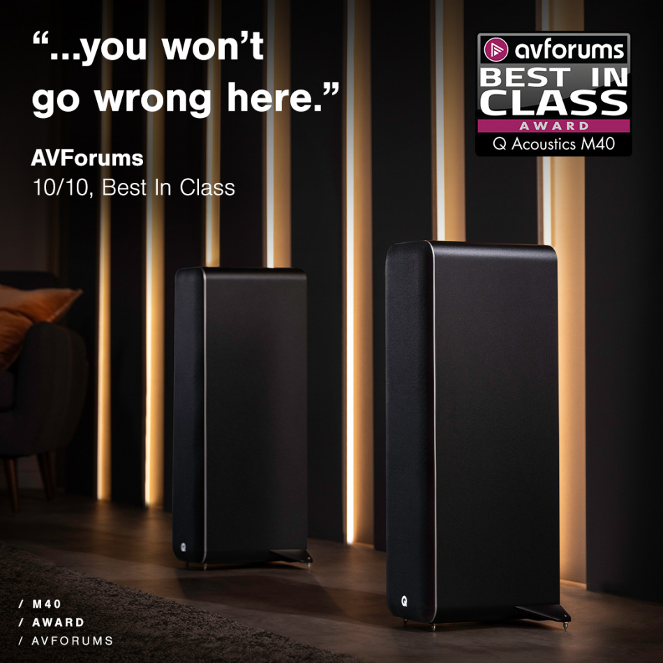 Q Acoustics M40 aktive stereohøyttalere med Bluetooth & DAC, svart par