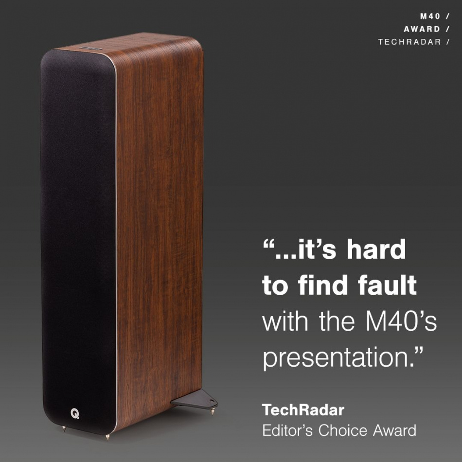 Q Acoustics M40 aktive stereohøyttalere med Bluetooth & DAC, valnøtt par