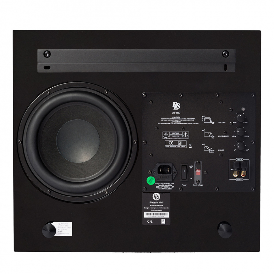 DLS Flatsub Midi veggmonterbar aktiv subwoofer, matt svart