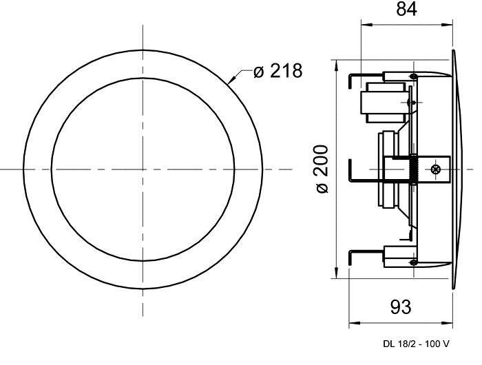 Visaton DL 18/2 innfellingshøyttaler for tak 100V-kompatibel, stk