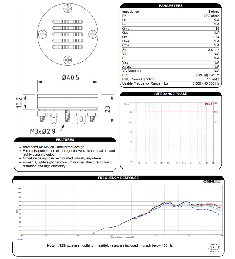 Dayton Audio AMT Mini-8, stykk