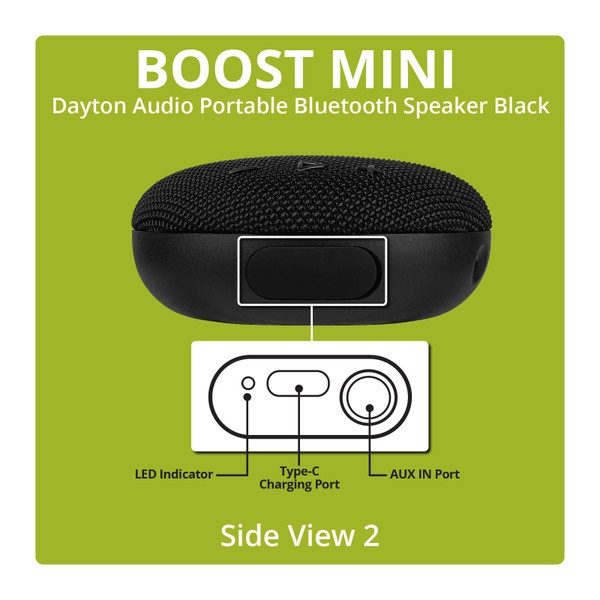Dayton Audio Boost Mini bærbar IPX7-sertifisert Bluetooth-høyttaler