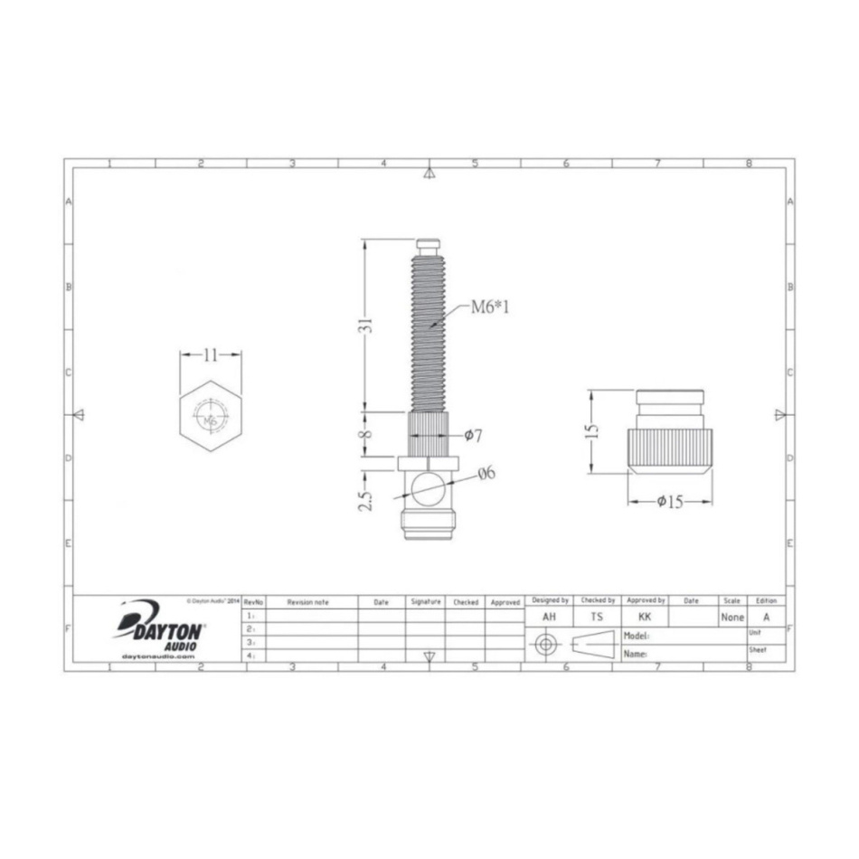 Dayton Audio BPA-38NI høyttalerterminaler nikkel, par
