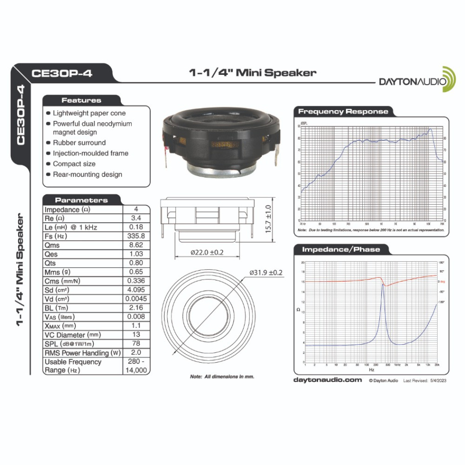 Dayton Audio CE30P-4 fullregisterelement