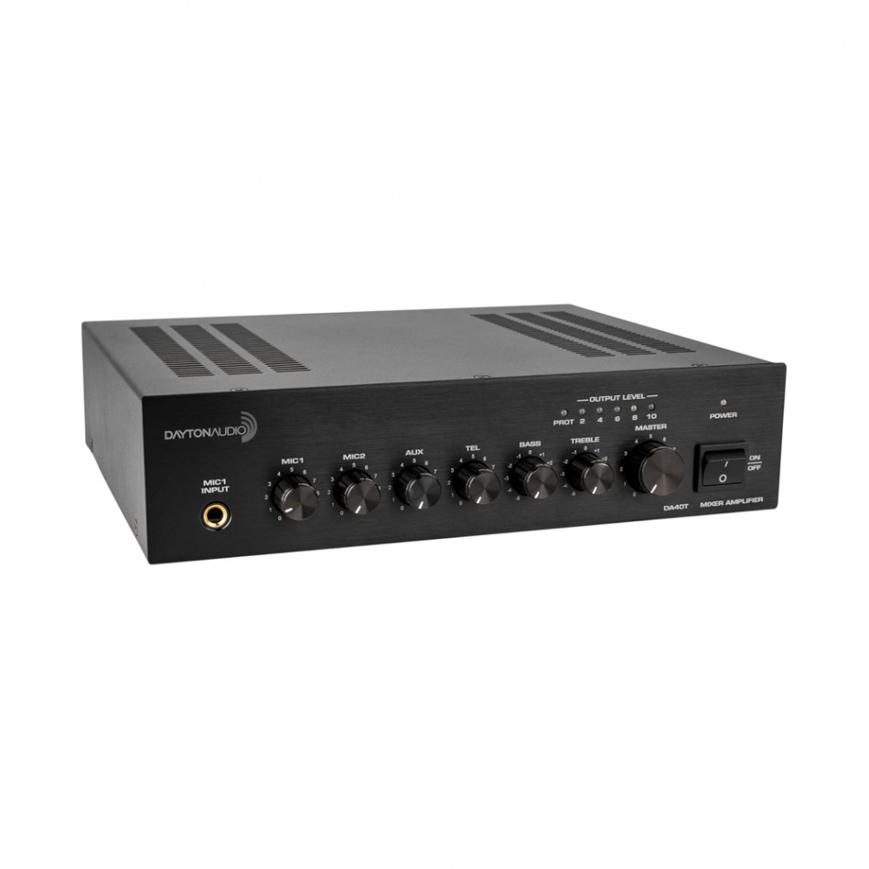Dayton Audio DA40T kommersiell mikseforsterker kompatibel med 70/100V