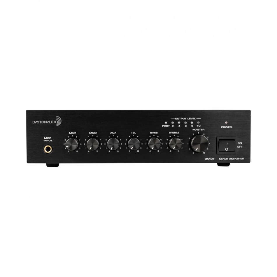 Dayton Audio DA40T kommersiell mikseforsterker kompatibel med 70/100V