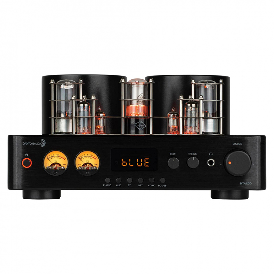 Dayton Audio HTA200 kompakt stereoforsterker med Bluetooth, RIAA-trinn & VU-måler