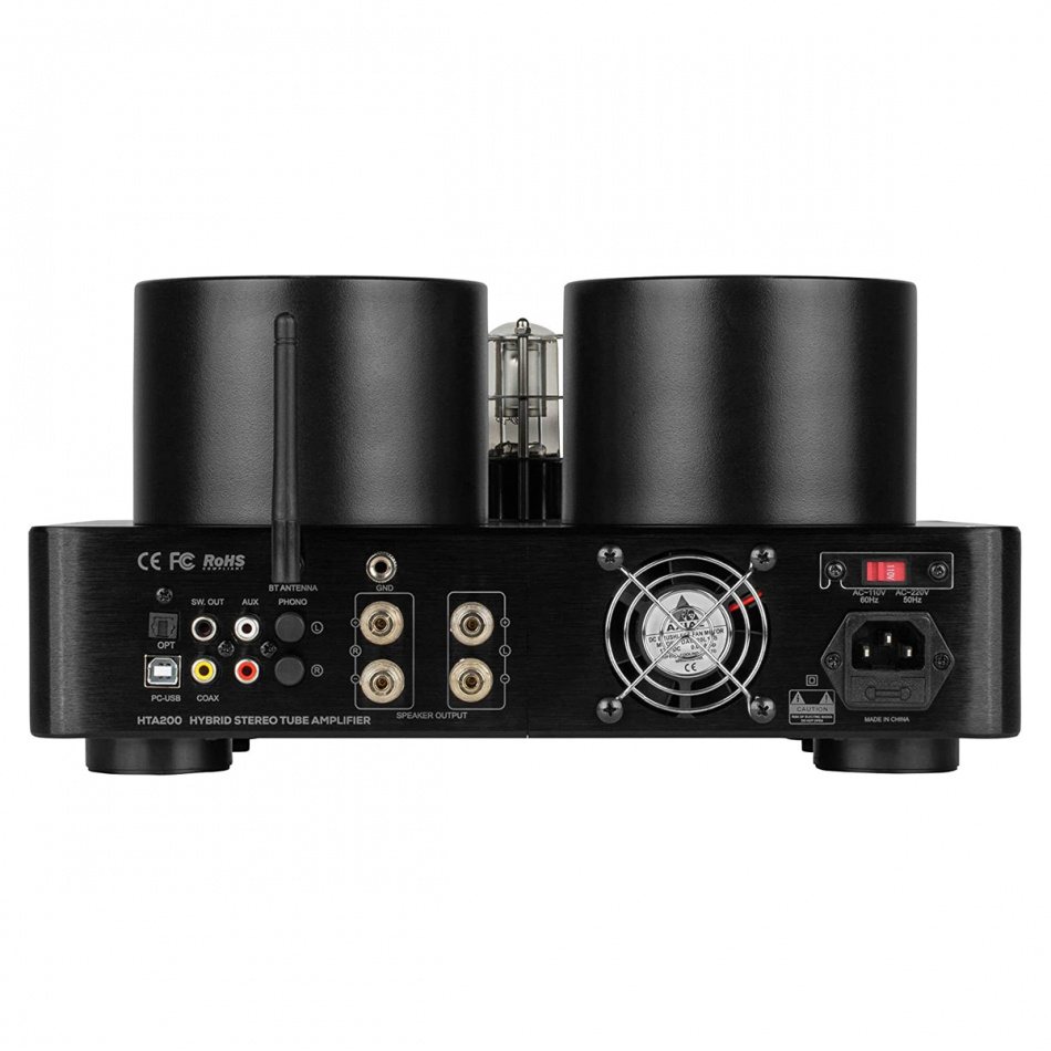 Dayton Audio HTA200 kompakt stereoforsterker med Bluetooth, RIAA-trinn & VU-måler