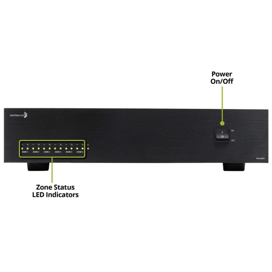 Dayton Audio MA1280 multiroom-forsterker, 12 kanaler inkl. rackører