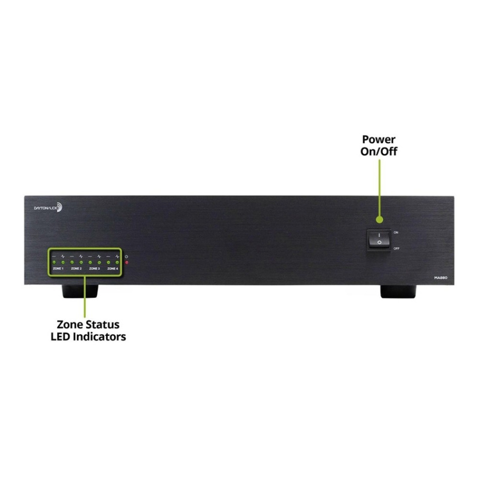 Dayton Audio MA880 multiromforsterker, 8-kanaler inkl. rackører