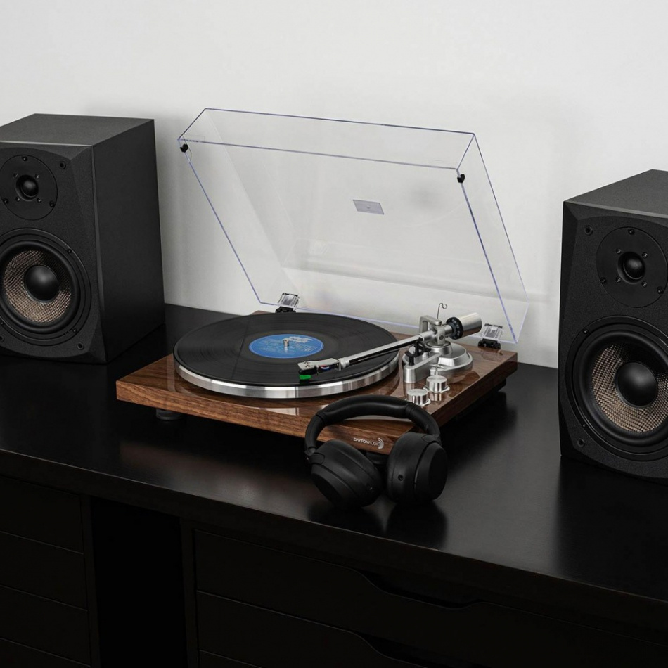 Dayton Audio TT-1BT vinylspiller med Bluetooth, RIAA & USB valnøtt