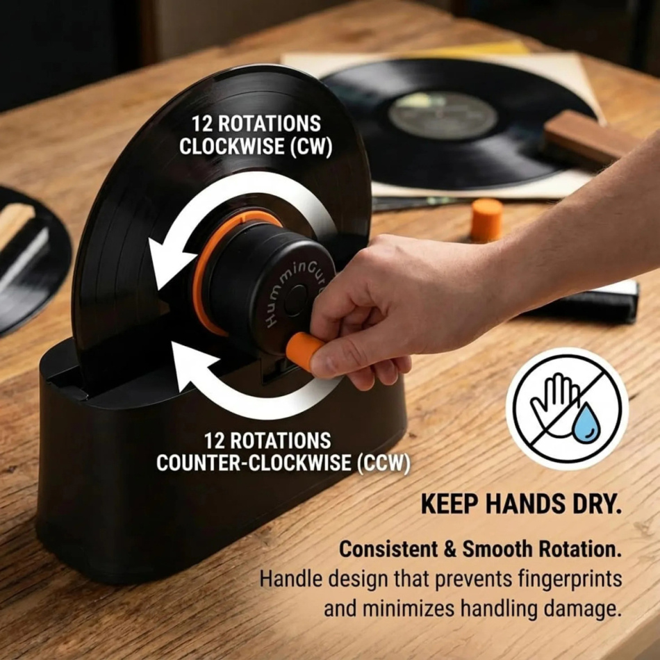 HumminGuru EZ Vinyl Record Washer, manuell vinylvasker for platespiller