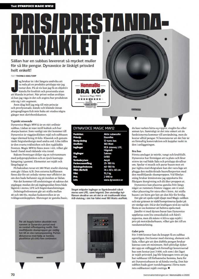 Dynavoice Magic MW12 aktiv subwoofer, hvit