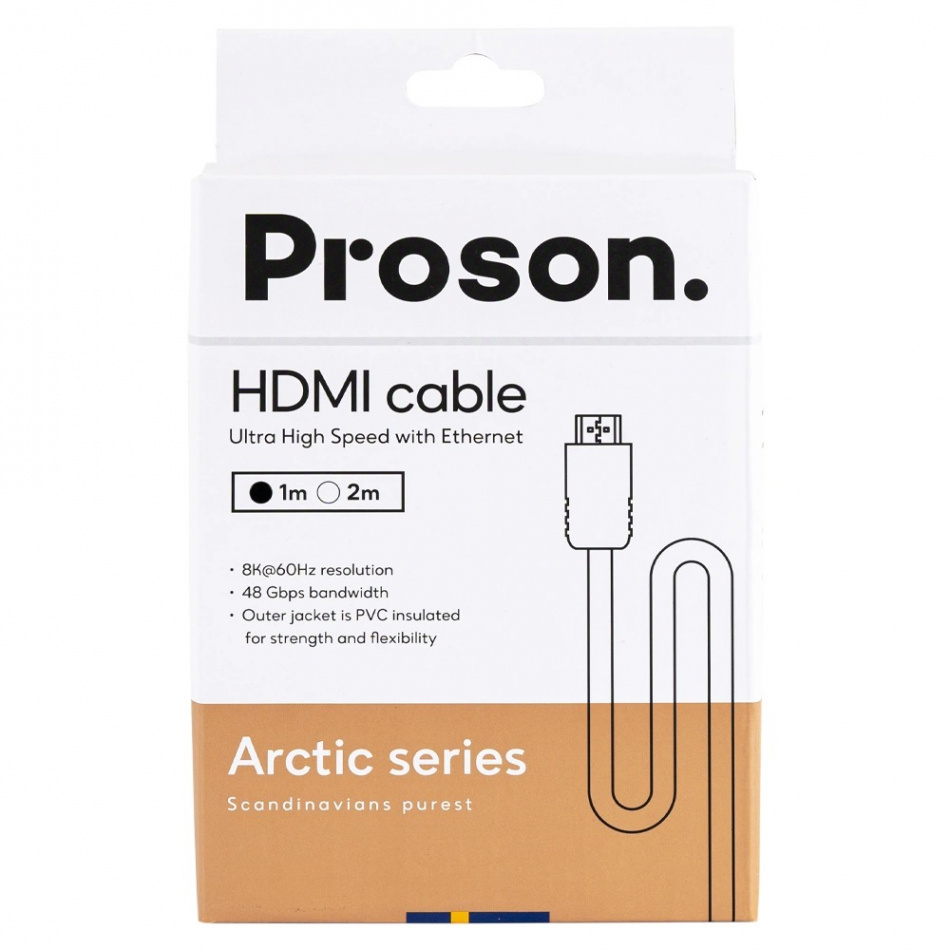 Proson Arctic HDMI, 1 meter med støtte for 8K-video