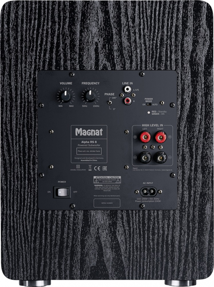Magnat Alpha RS8 aktiv subwoofer, svart Returvare
