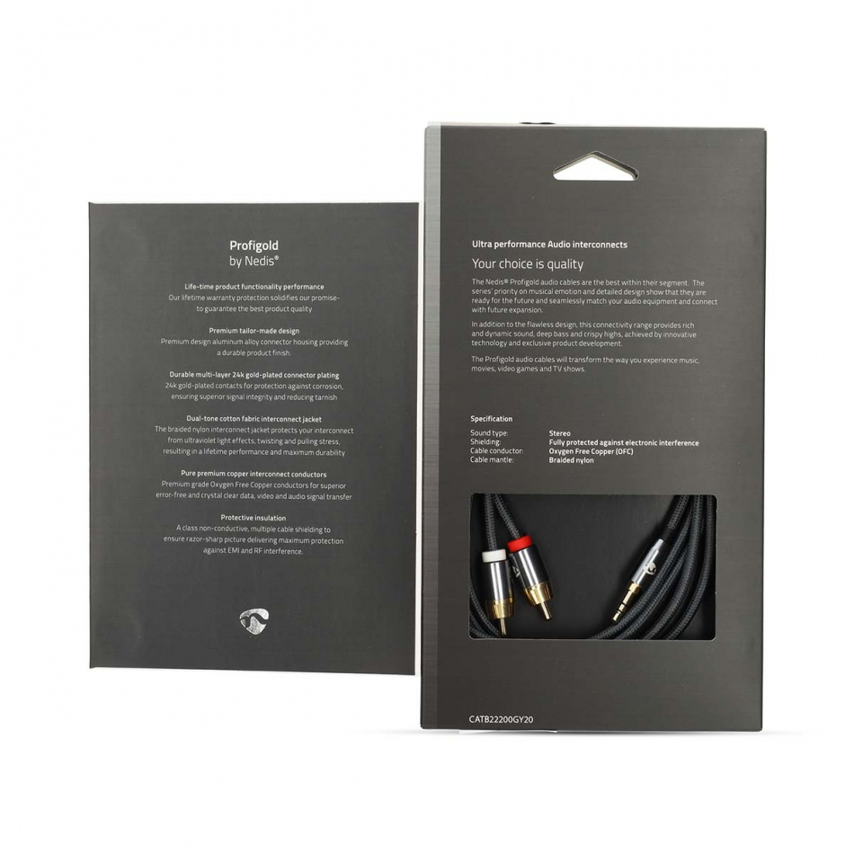 Nedis Profigold CAT-B22200 3,5 mm-2RCA lydkabel