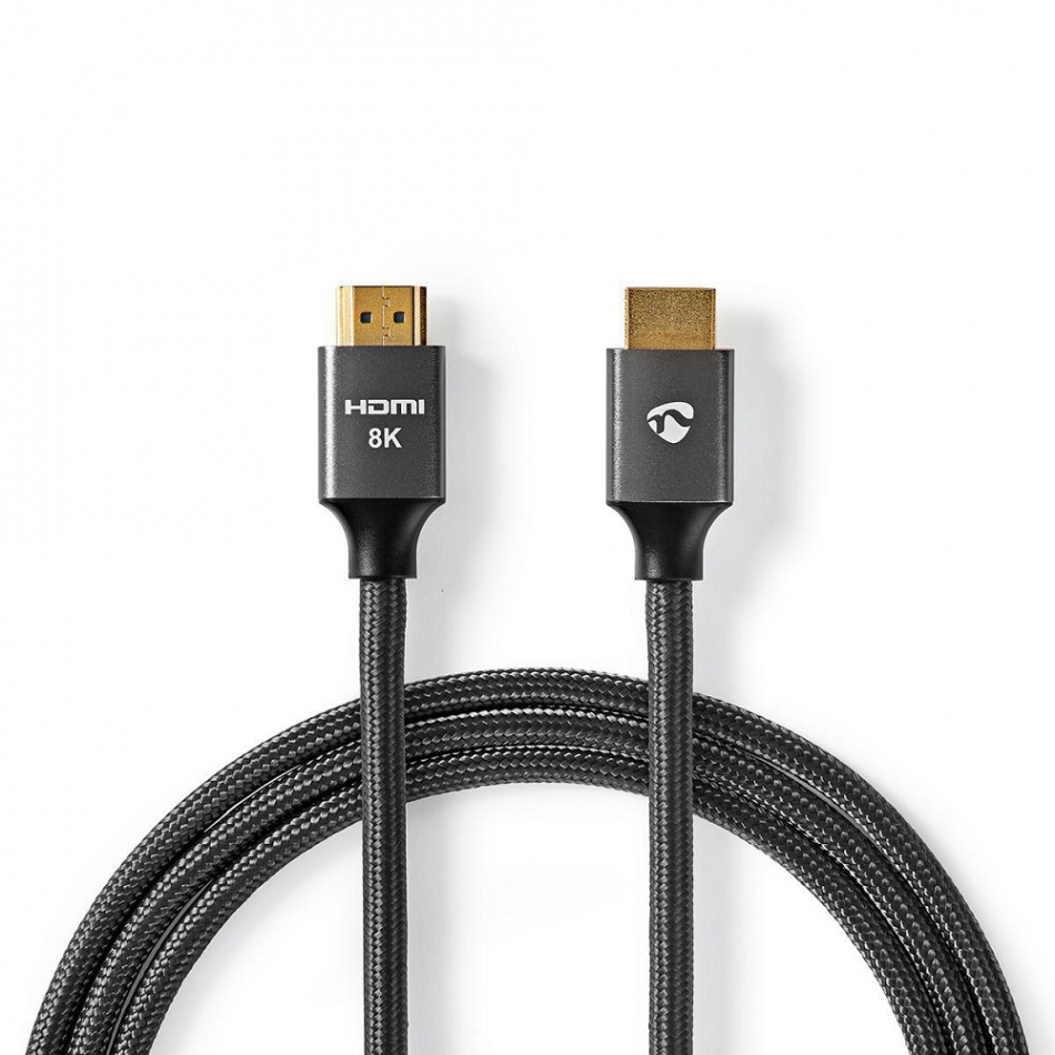 Nedis CVT-B35, HDMI-kabel med Ethernet og 8K metallgrå