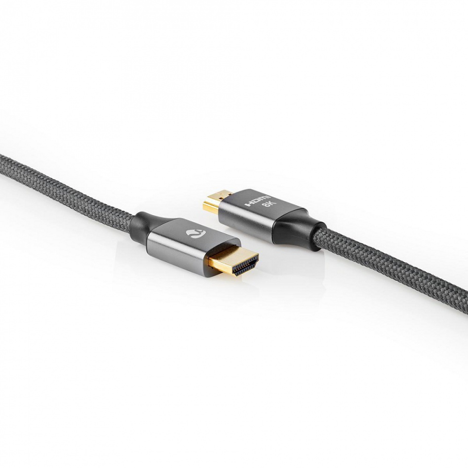 Nedis CVT-B35, HDMI-kabel med Ethernet og 8K metallgrå