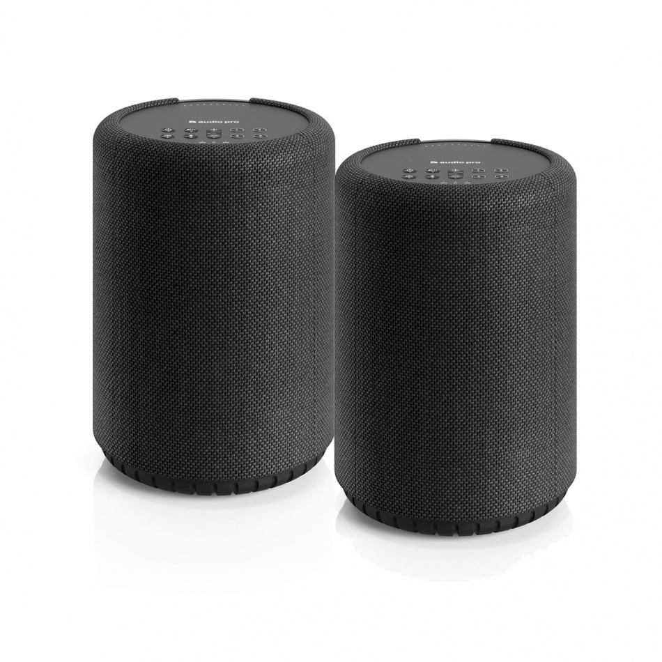 Audio Pro A10 MKII W WiFi-høyttalere med Chromecast & AirPlay 2, svart 2-pakning