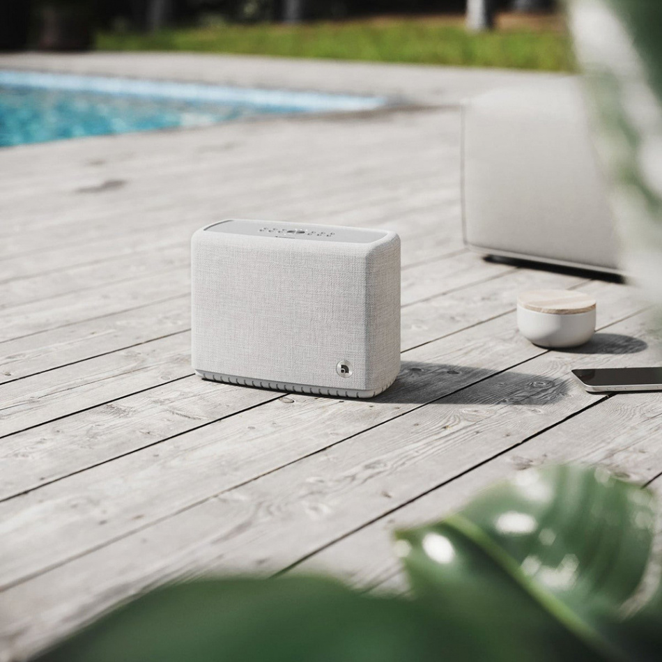 Audio Pro A15 W IPX2 WiFi-høyttaler med Chromecast & AirPlay 2, lysegrå 2-pakning