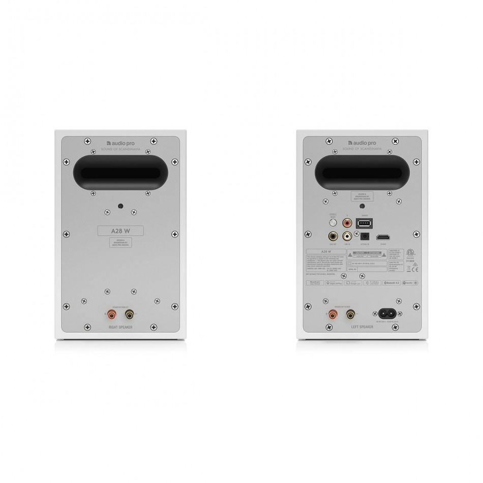 Audio Pro A28 W med SW-5 aktive strømmehøyttalere 2.1, hvitt