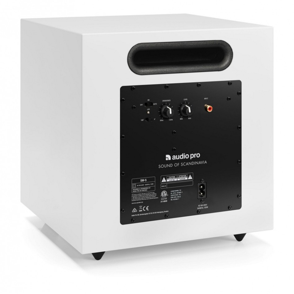 Audio Pro A28 W med SW-5 aktive strømmehøyttalere 2.1, hvitt
