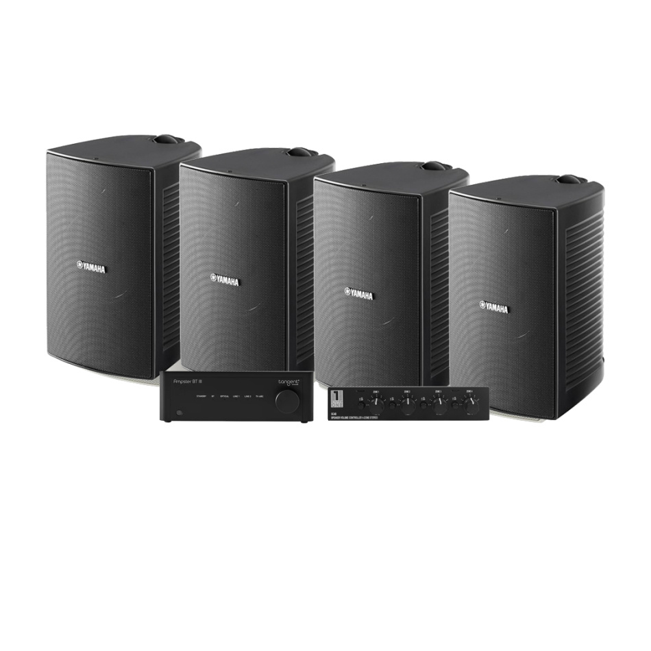 Tangent Ampster BT III med SC4B og 2 par Yamaha NS-AW294 svarte utendørshøyttalere