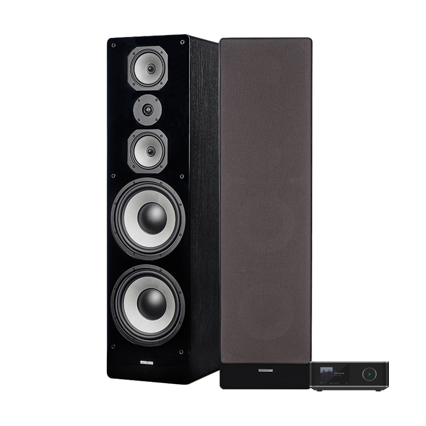 Wiim Amp Ultra & Dynavoice Challenger M-105EX v4 svarte stereopakke gulvhøyttalere
