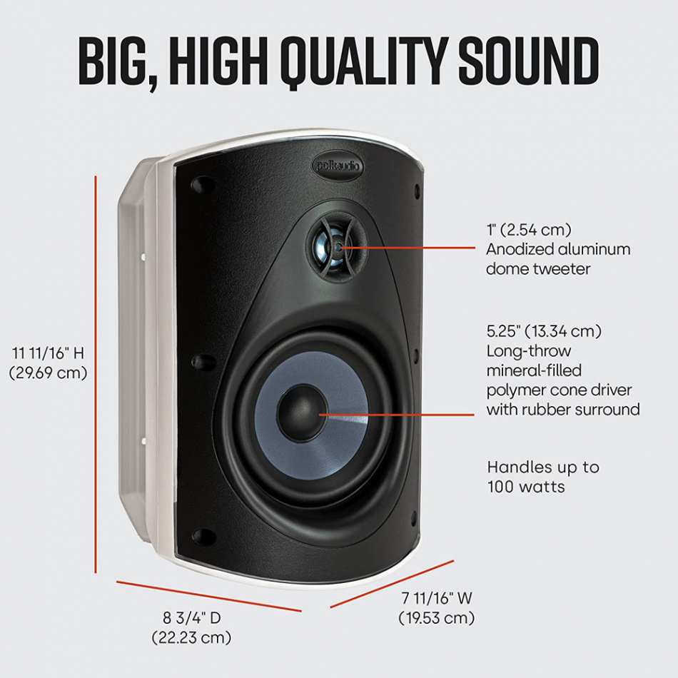 Dynavoice CA802BT & Polk Audio Atrium 6 hvite utendørshøyttalere stereopakke