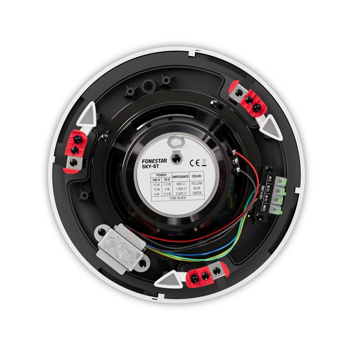 Dayton Audio DA40T med 4st Fonestar Sky-6T, kommersielt 100V-system