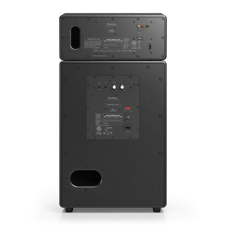 Audio Pro Drumfire II W, WiFi-høyttaler med Chromecast & AirPlay 2 svart, 2-PACK