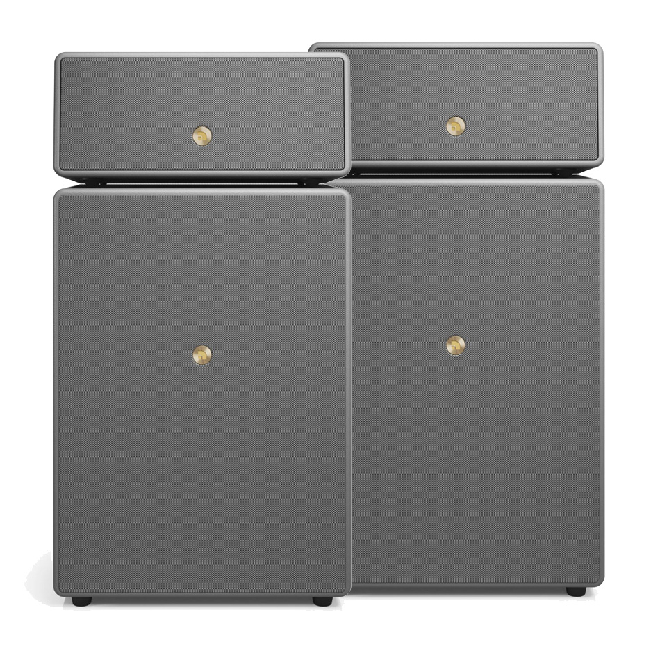 Audio Pro Drumfire II W, WiFi-høyttaler med Chromecast & AirPlay 2 grå, 2-PACK