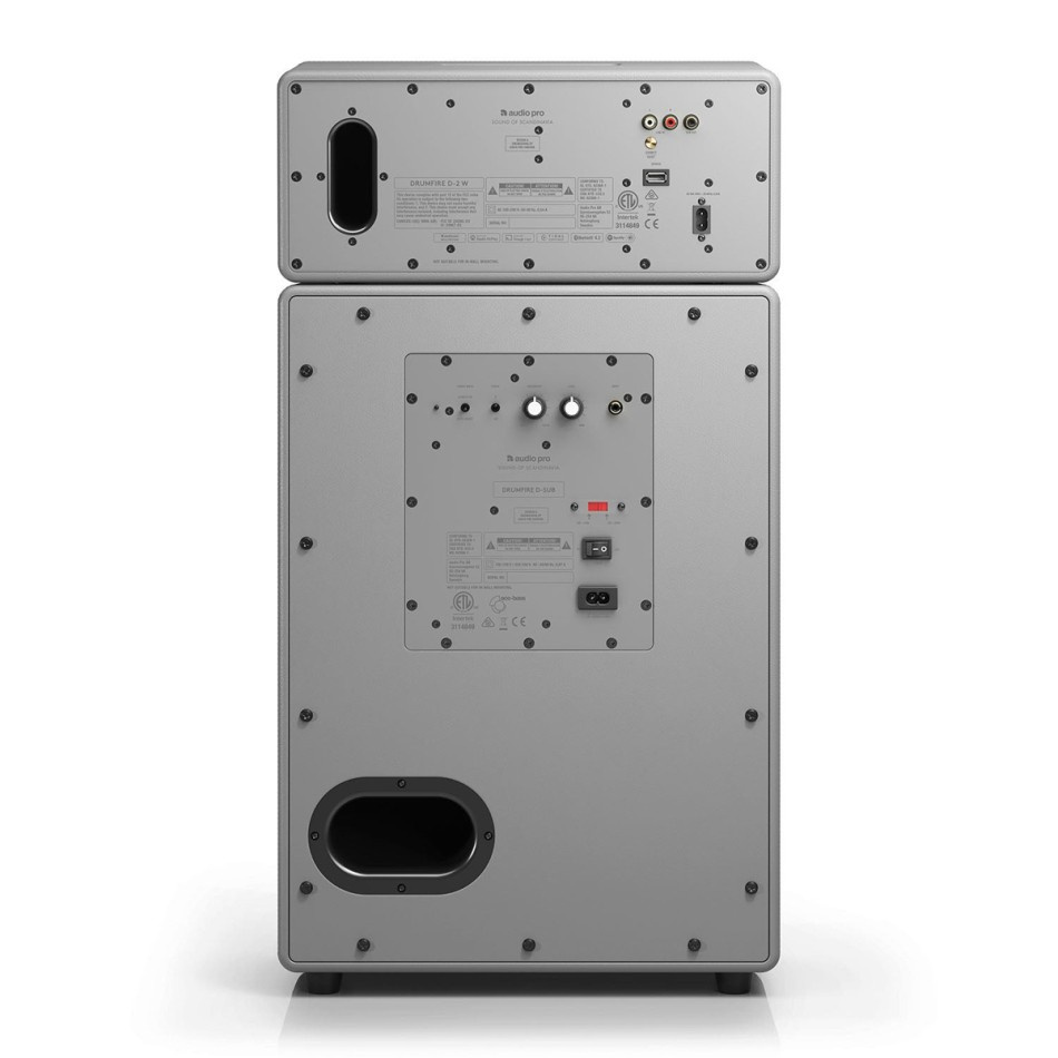 Audio Pro Drumfire II W, WiFi-høyttaler med Chromecast & AirPlay 2 grå, 2-PACK