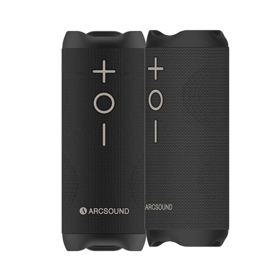Arcsound EDGE bærbar Bluetooth-høyttaler med IPX6-klassifisering, svart 2-PACK