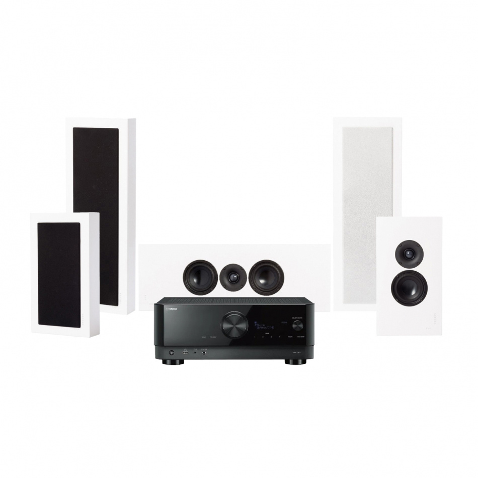 Yamaha RX-V6A & DLS Flatbox XL hjemmekinopakke 5.0 hvit