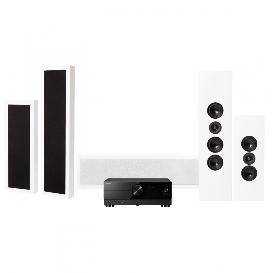 Yamaha RX-A2A & DLS Flatbox XXL hjemmekinopakke 5.0 hvit