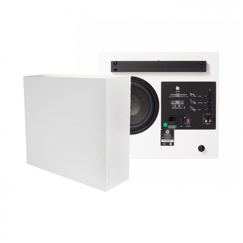 DLS Flatsub Midi veggmonterbar aktiv subwoofer, matt hvit 2-PAKKE