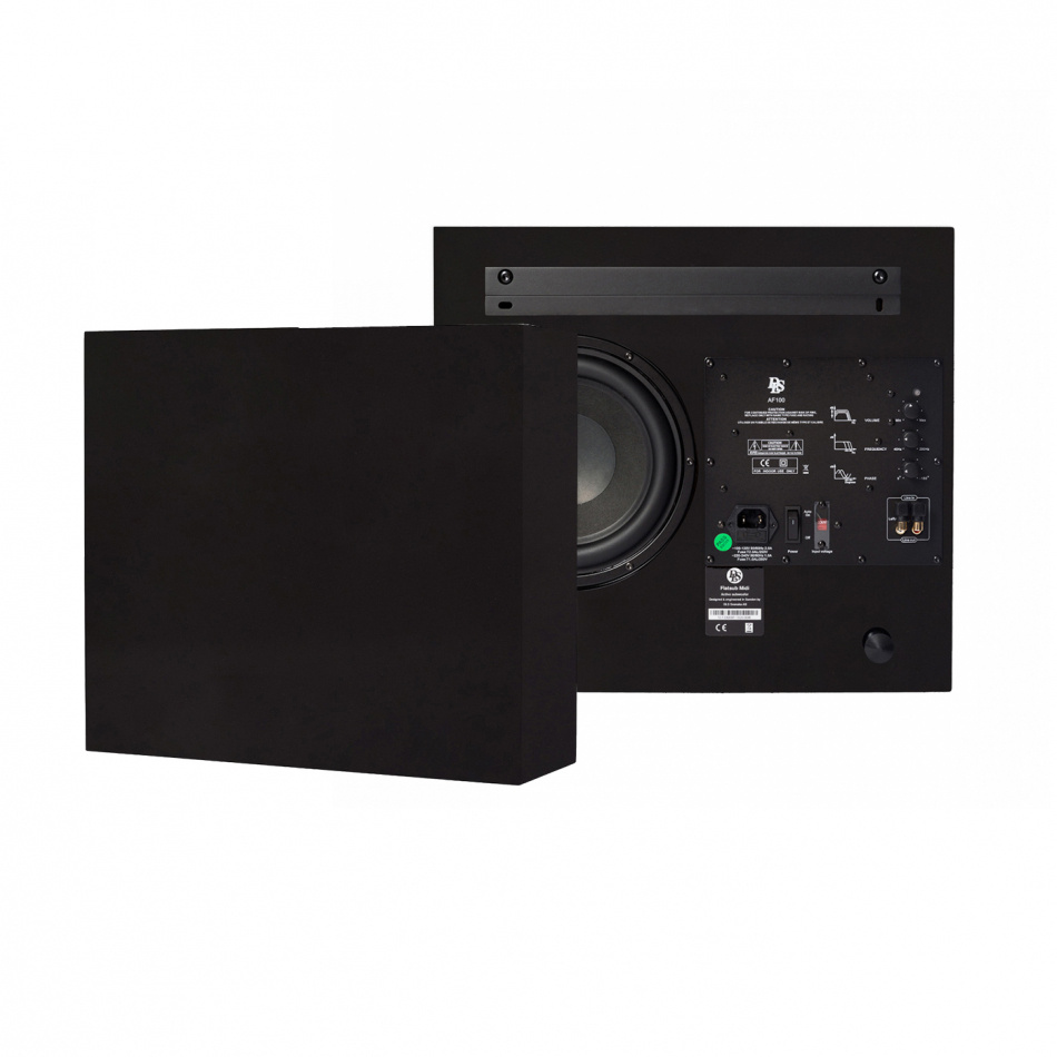 DLS Flatsub Midi veggmonterbar aktiv subwoofer, matt svart 2-PAKKE