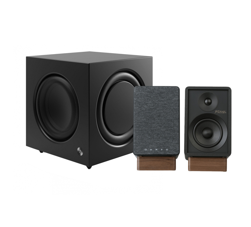 Onkyo GX-30ARC med Audio Pro SW-10 aktive stereohøyttalere 2.1, svart