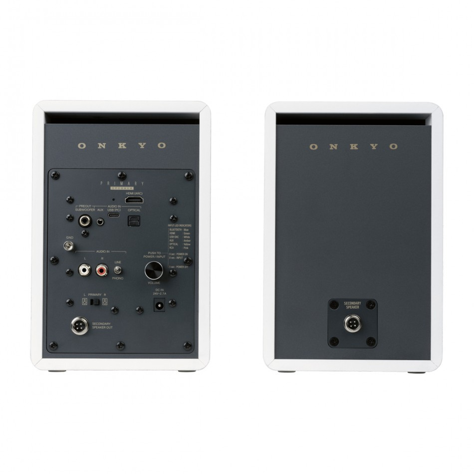 Onkyo GX-30ARC med Audio Pro SW-10 aktive stereohøyttalere 2.1, hvit
