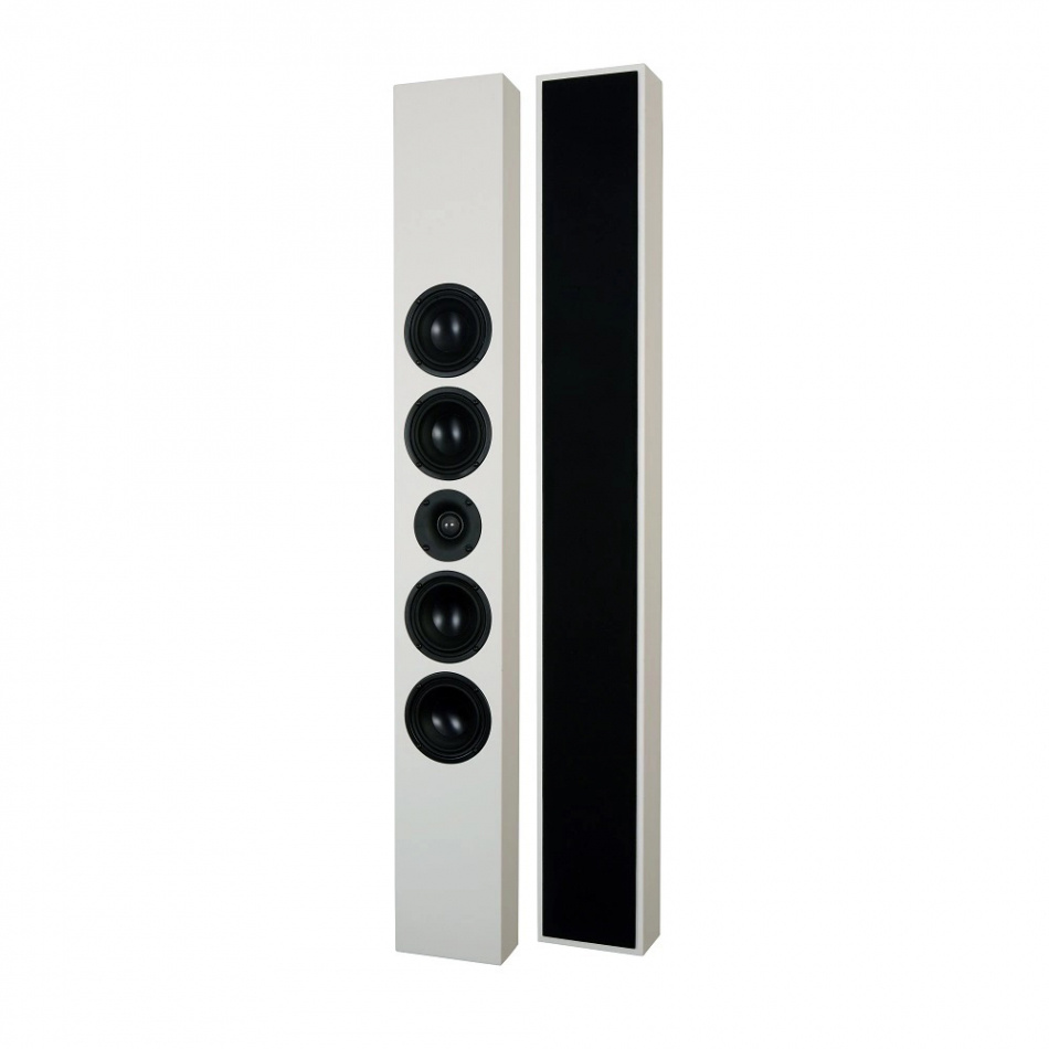 DLS Flatbox Slim XL vegghøyttalere, matt hvitt stereopar