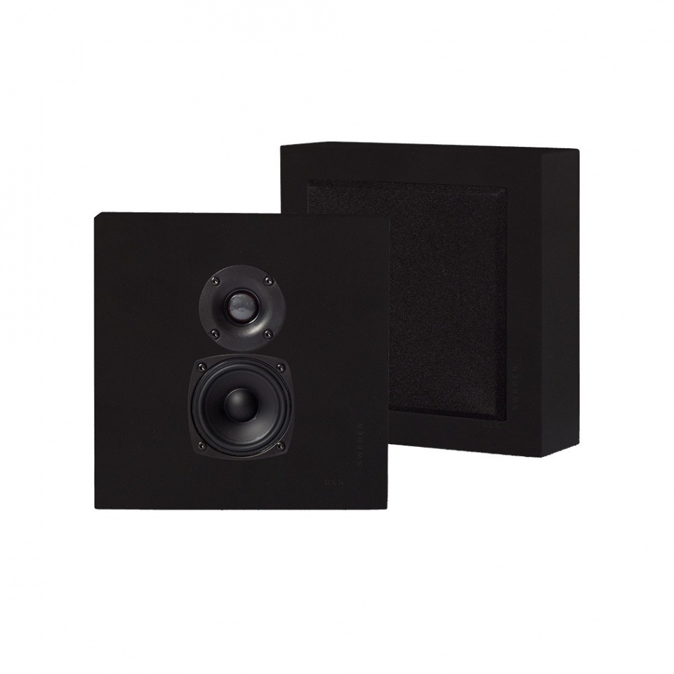 DLS Flatbox Mini vegghøyttaler, matt svart stereopar